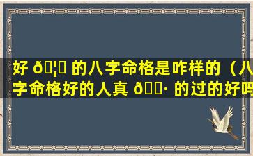 好 🦄 的八字命格是咋样的（八字命格好的人真 🌷 的过的好吗）